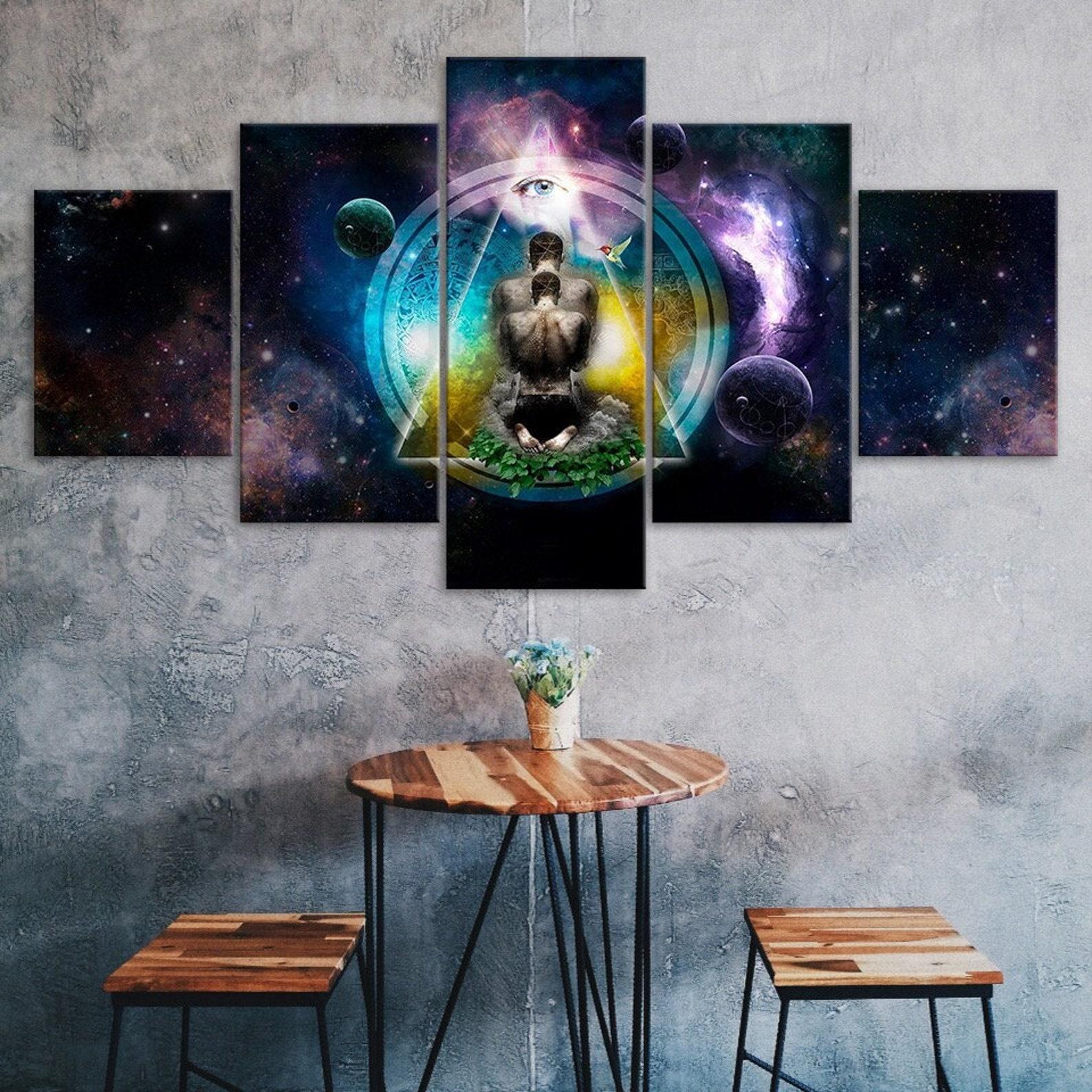 

Spiritual Awakening Meditation Canvas 5 Piece Five Panel Wall Print Modern Art Poster Picture Home Decor Gift For Him Her 20x35 20x45 20x55cm
