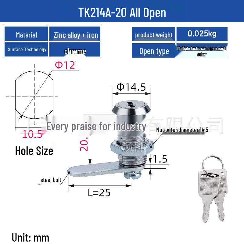Mini Round 12mm Cam Lock for Jewelry Display, Instrument Cabinet, Light Box, or Miniature Doors