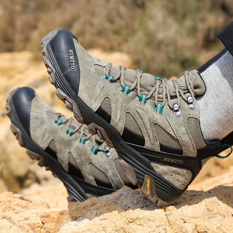 Hantu high-top hiking hiking shoes autumn and winter new non-slip shock-absorbing sports and leisure shoes leather waterproof outdoor