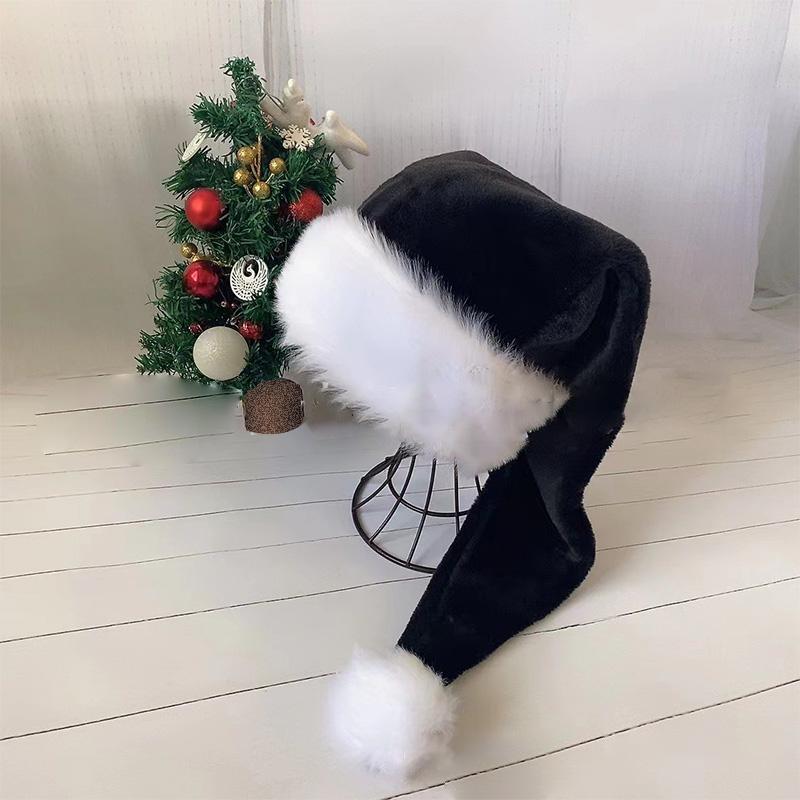 New Year 2025 75Cm White Fur Adult Christmas Hat Party High Quality Fur Xmas Cap Children Adult Plush Home Party Decoration