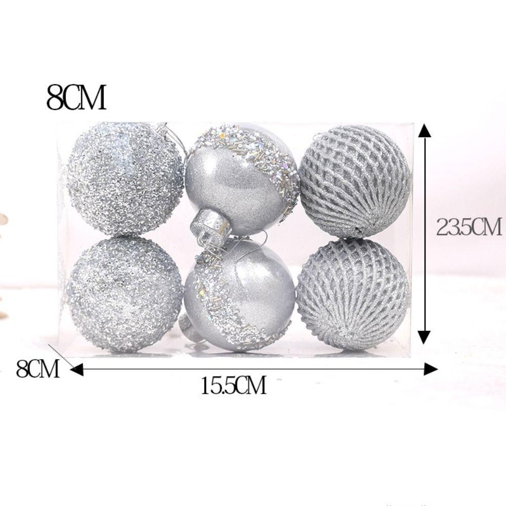 6pcs 8CM Christmas Ball Set Shatterproof Electroplating Ball  New Year
