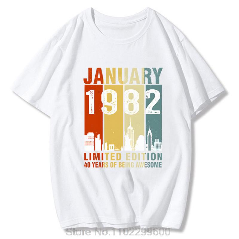 

JANUARY 1982 T Shirt For Men Women Cotton Tshirt Summer Retro Tops Short Sleeve Unisex Tees Oversize Streetwear Harajuku S