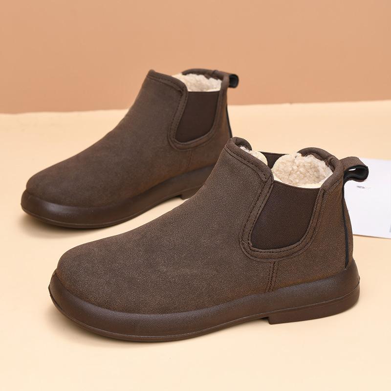 Fleece Cotton Shoes for Women, Warm Shoes, Flat, Comfortable and Versatile Ankle Boots, Anti-slip Snow Boots