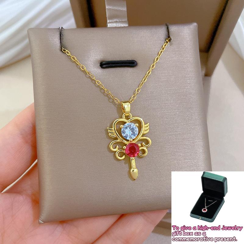 

Beautiful girl magic wand full of diamonds light luxury temperament gorgeous full of diamonds necklace female versatile collarbone chain