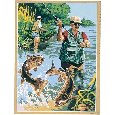 Antique Canvas Fishing Log 45x60cm