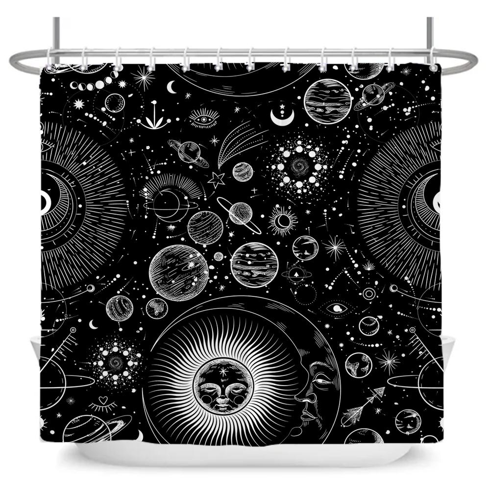 Nordic Constellation Astrology Sun God Printing Bathroom Shower Curtain Polyester Waterproof Home Decoration Curtain Wall Cloth