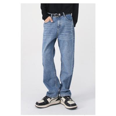 Long Trousers  Multicolor Casual Loose Washed Straight Nine-minute Jeans Straight Loose Jeans for Men Fashionable and Comfortable Pants