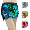 Holographic Sequin Sequin Mini Skirt Lace-Up Design Performance Costume Skirt  Dance Performance