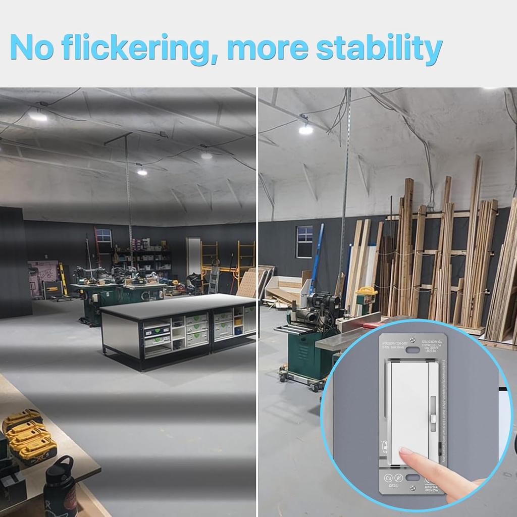 HYPERLITE 1-10V Dimmer Switch, Light Switch for Dimmable LED Lights, Max 1200W LED Light 120-277V, Single-Pole or 3-Way, ETL Listed