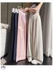 High-Waisted Sweet Lace Patchwork Wide-Leg Pants for Women - Loose-Fit Drawstring Trousers for Spring & Autumn