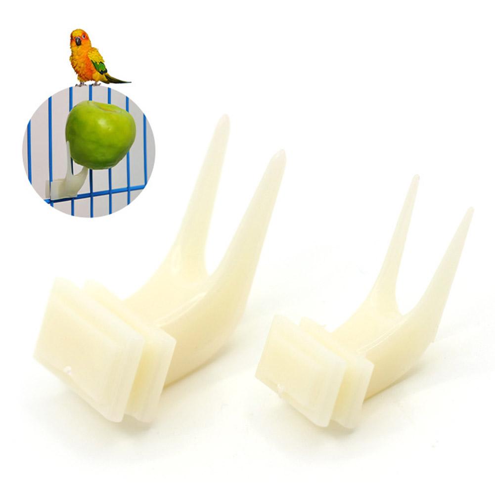 1Pc Fruit Fork Parrot Pet Bird Plastic Food Holder Feeding On Cage for Hamster Rat 2 Size Fruit Fork Parrot Fruit Fork