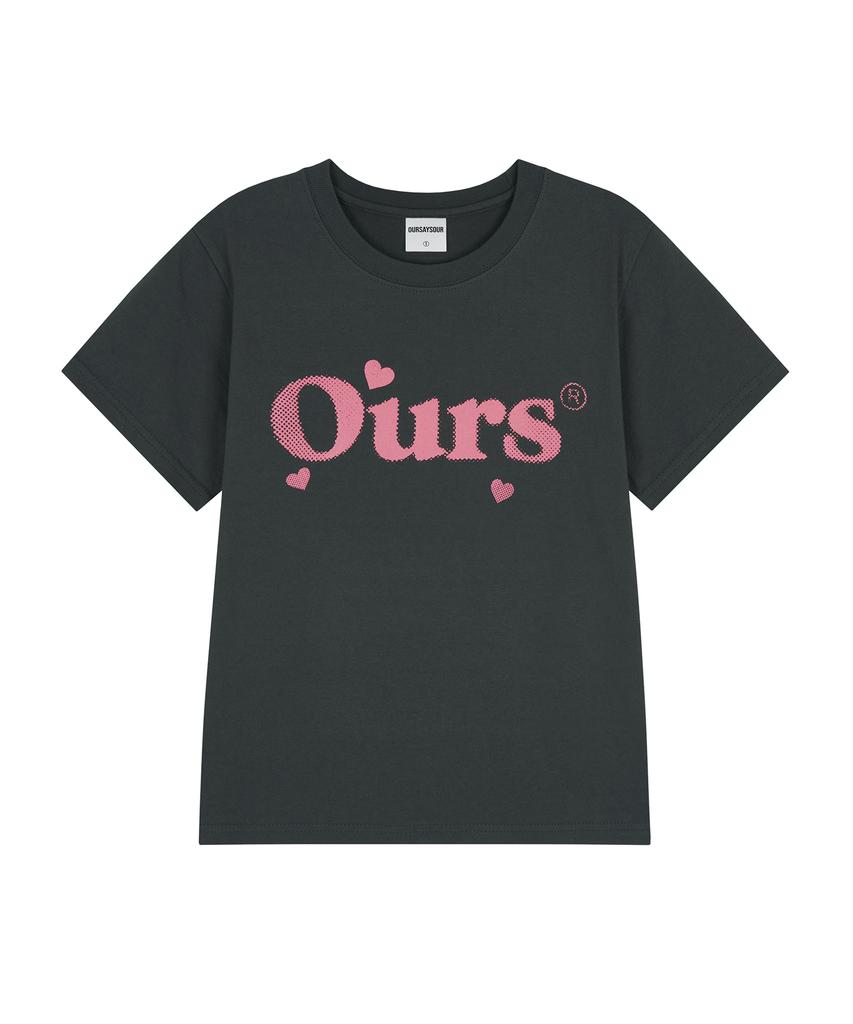 Awoseiawo Heart Ours Basic Logo Short Sleeve T-Shirt Charcoal