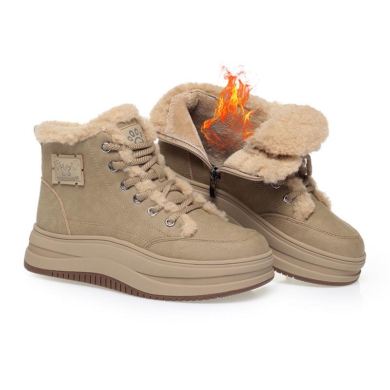 Versatile muffin platform short boots casual cotton shoes women's winter high-top women's shoes velvet warm snow boots