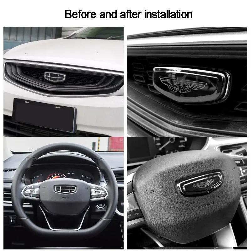 For Geely Coolray Geely Tugella Atlas Pro Azkarra 2015-2022 Black Badge Logo Emblem Decal Racing Grill Hood Sticker Styling