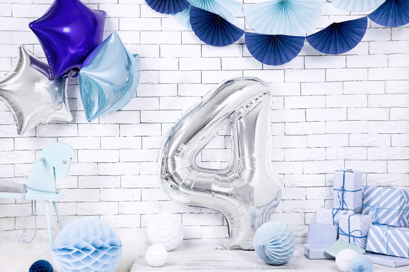 Partydeco Balon Foliowy Cyfra 4 86Cm Srebrny