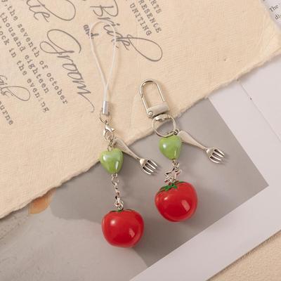 Charming Fruit Tomato Phone & Bag Beaded Keyring