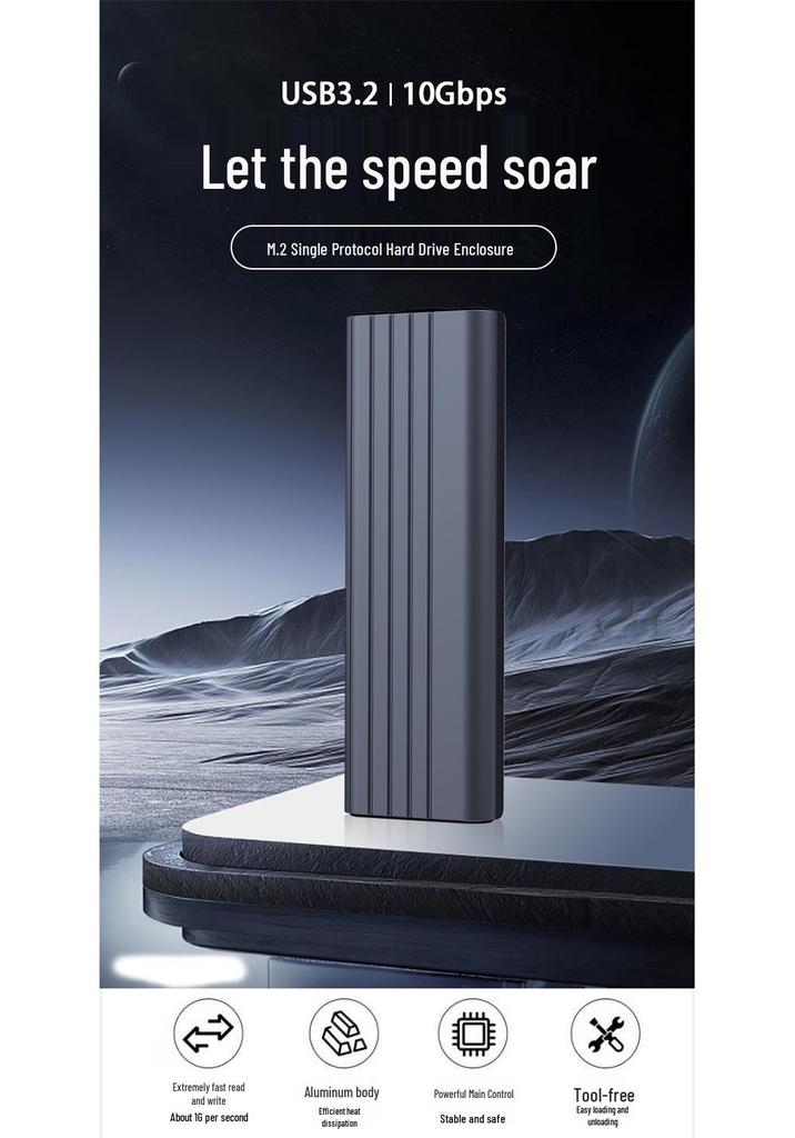 High-Speed NVME M.2 Hard Drive Enclosure: Drop-Proof Alloy with Efficient Heat Dissipation.