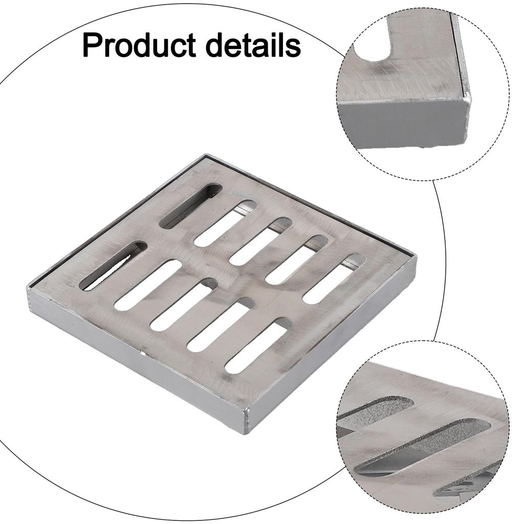 1pc FloorDrainWithFrameAnti-slip Double-row Hole Stainless Steel Drain Grate Outdoor Drainage Cover Channel Grate Rainwater