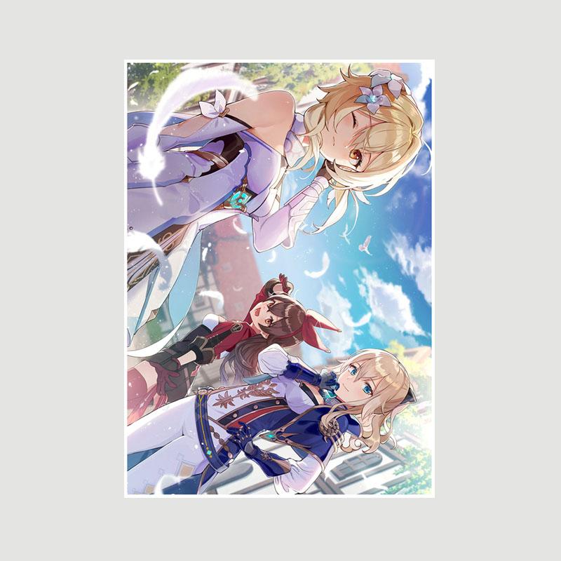 Genshin Impact Series Posters White Paper Anime Girl Poster Mural Home Decor Study Bedroom Bar Cafe Decoration Painting Wall Art Prints