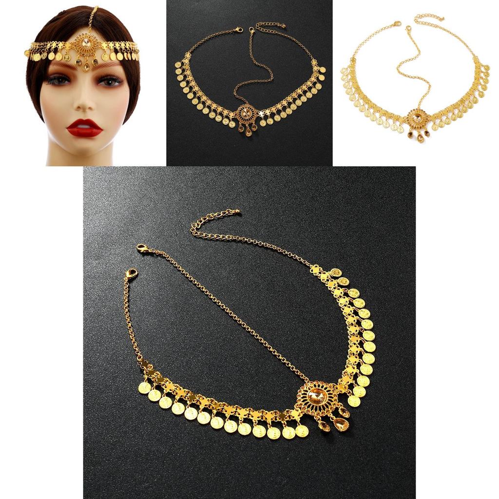 Elegant Simulation Crystal Decoration Gold Women Headwear With Tassel Design For Brides And Special Occasions