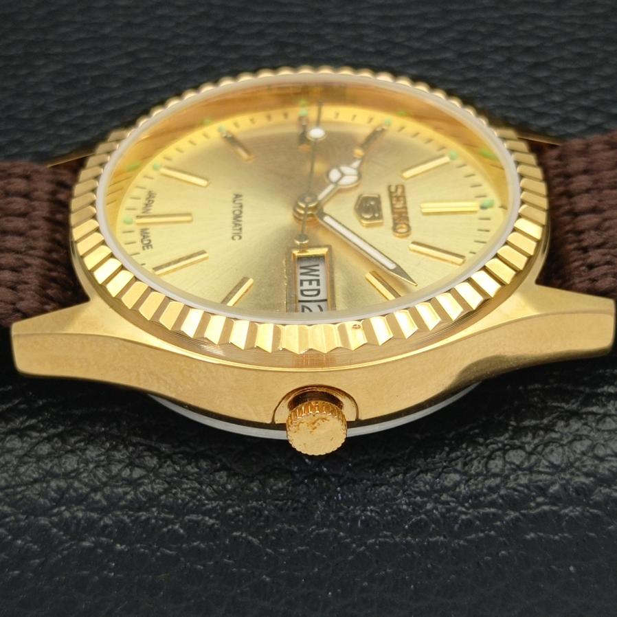 CEAS SEIKO 5 AUTO 6309A BĂRBĂTESC JAPONEZ VINTAGE, RECONDIȚIONAT, CU CADRAN AURIT, A425917-2
