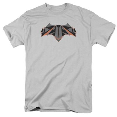 Batman V Superman Tech Bat Logo Mens T Shirt Silver Officially Licensed