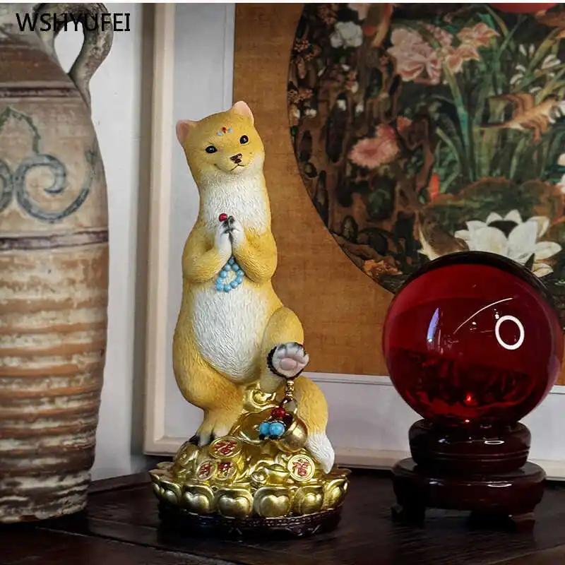 Home Feng Shui Ornament Wong Tai Sin Authentic Ornament Office desktop decorations Home worship of yellow weasels gift 1pcs