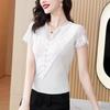Summer Slim Fit T Shirt With Lace Paneling Polyester Fabric For Office Wear For Women