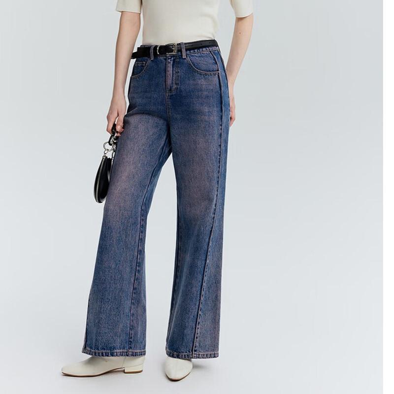 MONOVICH Slim Wide-Leg Straight High-Waist Casual Trousers L