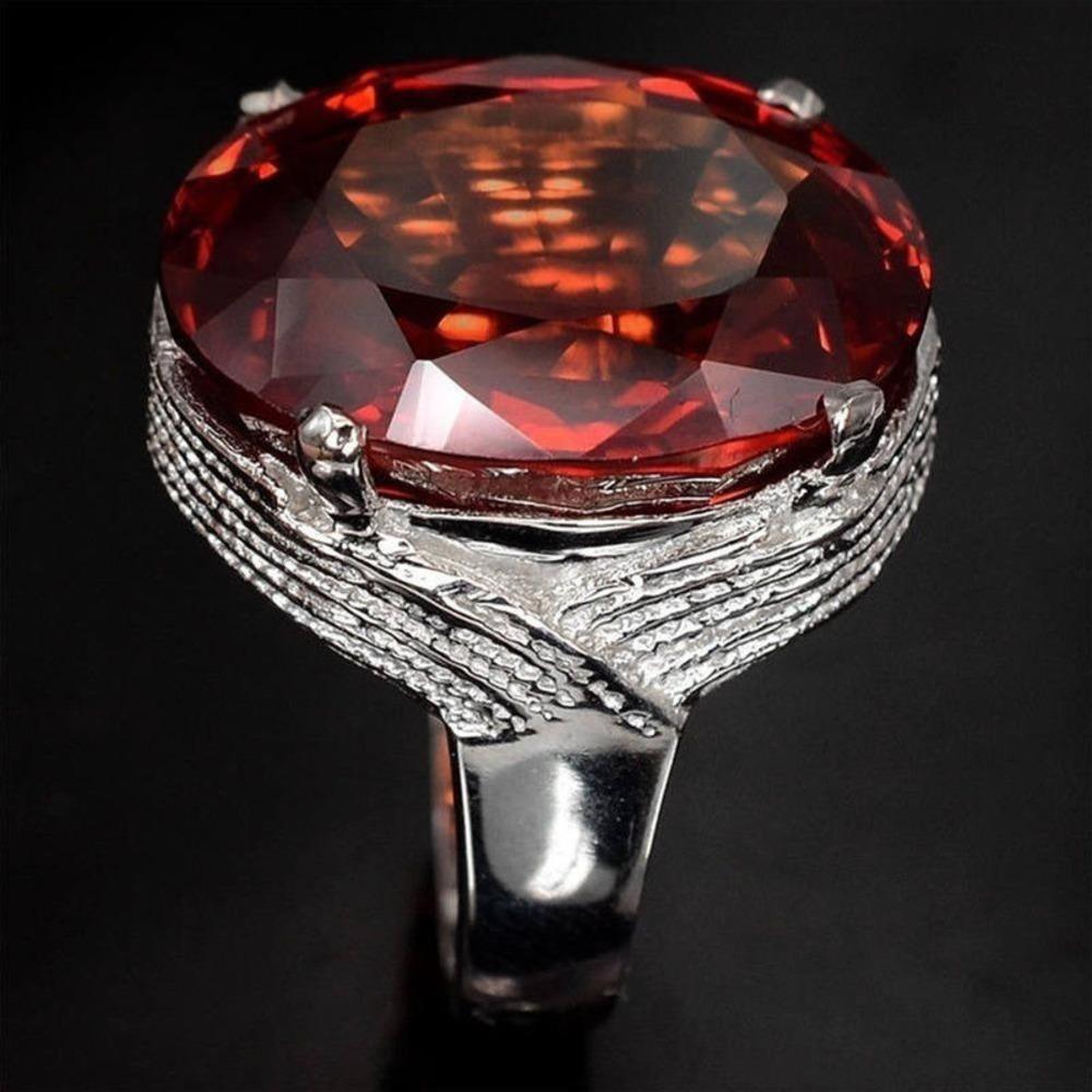 WOSIKATE Exaggerated Inlaid Goose Egg Shaped Ruby Ring for Women Trendy Fashion Jewelry Engagement Ring  Copperjewelry
