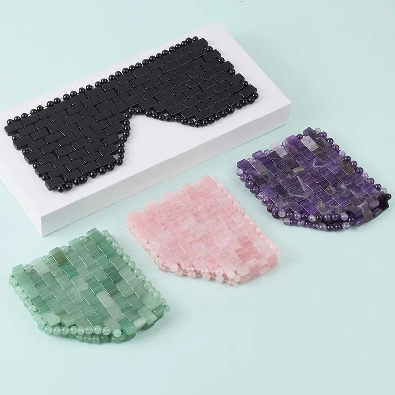 Handmade Exquisite Natural Jade Eye Mask Rose Quartz Facial Massager Natural Stone for Therapy Sleep Eye Mask Relieve Fatigue
