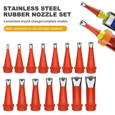 Universal Caulking Kit Durable Stainless-Steel Nozzle Set with Integrated Rubber Tools Rustproof Corrosion Resistant Universal Caulk Nozzles Set