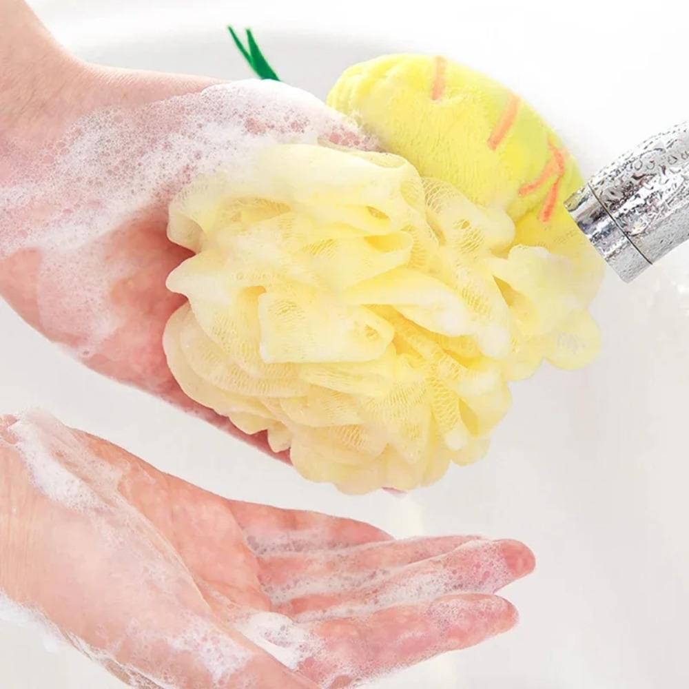 Colorful Fruit Shower Ball Mesh Cartoon Scrubber Ball Fruit Shape Bath Sponge  Body Skin Care