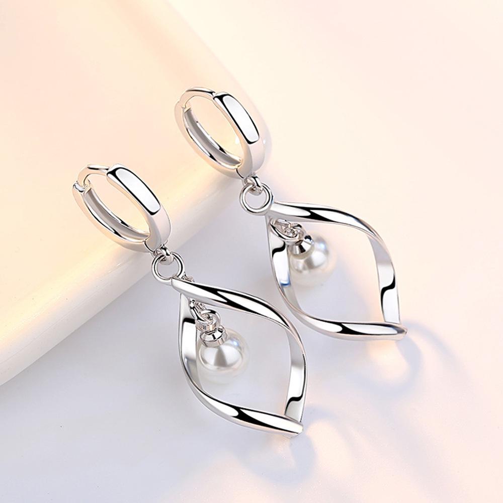 Chinese Style Pearl Twist Love Earrings: Long, Cute, Influencer-Inspired Dangle Jewelry