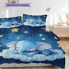Elephant Pattern Bedding Quilt Set Quilt Cover Pillowcase Home Decoration Birthday Gift (1 * Duvet Cover + 2 * Pillowcase, Without Core)