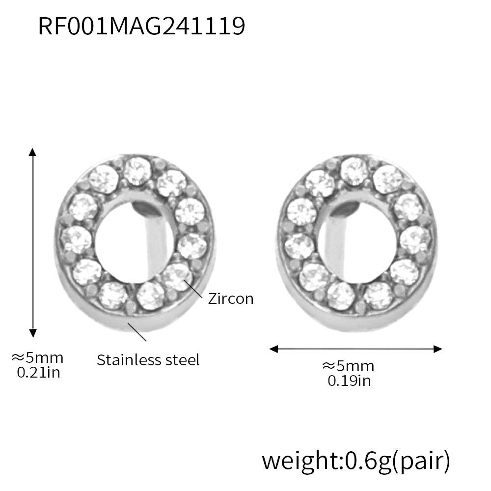 Oumeika Titanium Steel Jewelry Set: 26 Zircon-Inlaid Letters, PVD Gold-Plated Necklace, Bracelet, Earrings, and Ring.