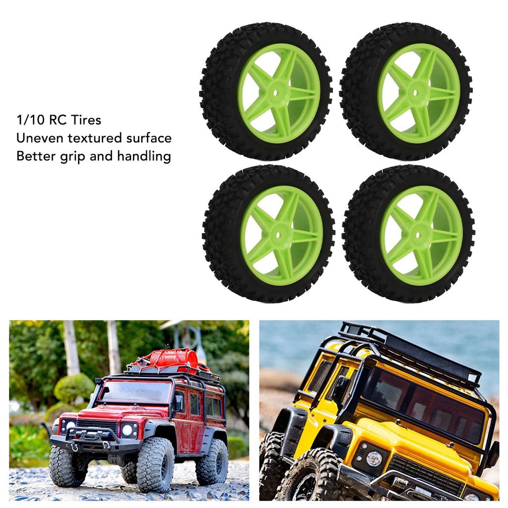 4PCS 1/10 RC Tires Excellent Grip Long Lasting Durability RC Car Tyres Wheel for HSP 94166 94106 94155 RC Cars