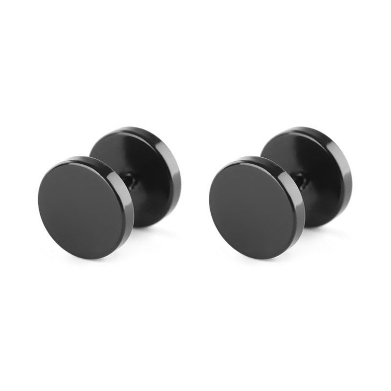 48 PCs European and American Stainless Steel Black Cross Stud Earrings