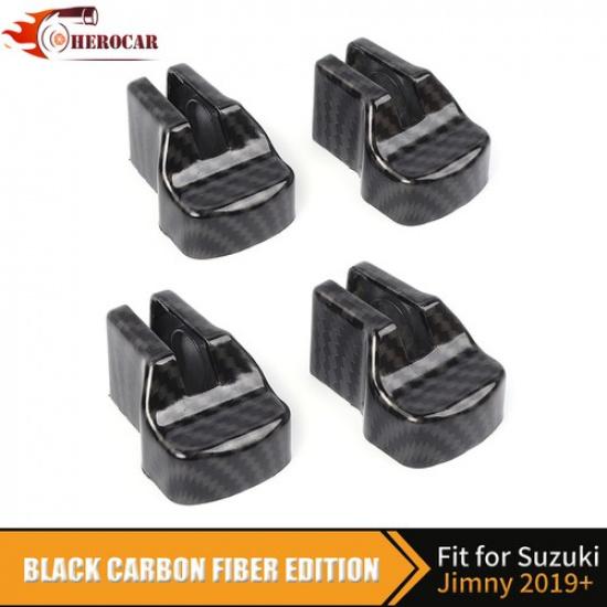 4PC Carbon Fiber Car Door Limiting Cover Trim For Suzuki Jimny + Accessories