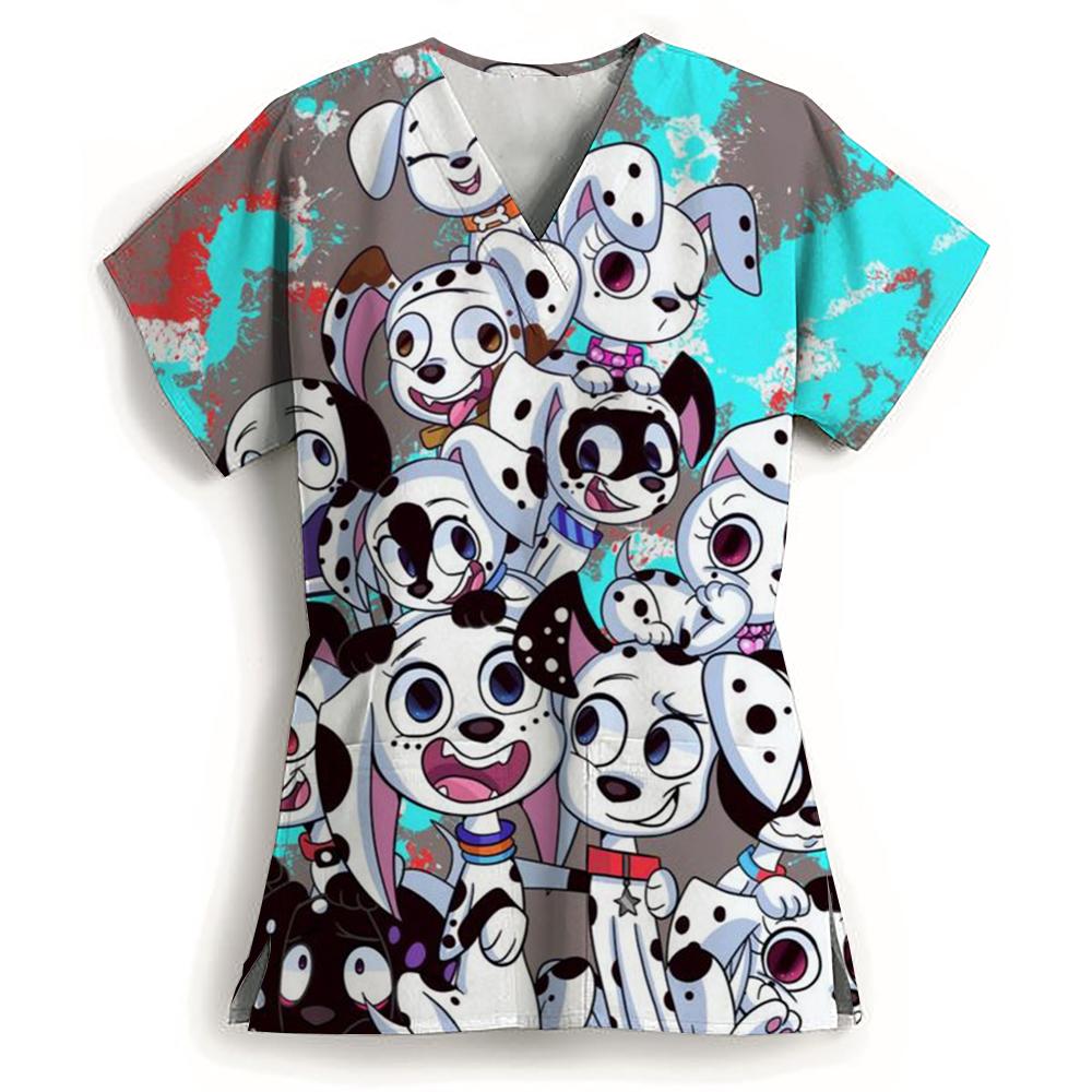 Pharmacist Dentist Veterinary Nurse Tops Disney 101 Dalmatians Beauty Scrub Clothes Spa Nurse Pure Medical Lab Medical Uniform
