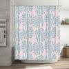 Modern Monstera Leaf Pattern Waterproof Shower Curtain Set for Bathroom Decor Light Pink Blue Colors Available in Various Sizes