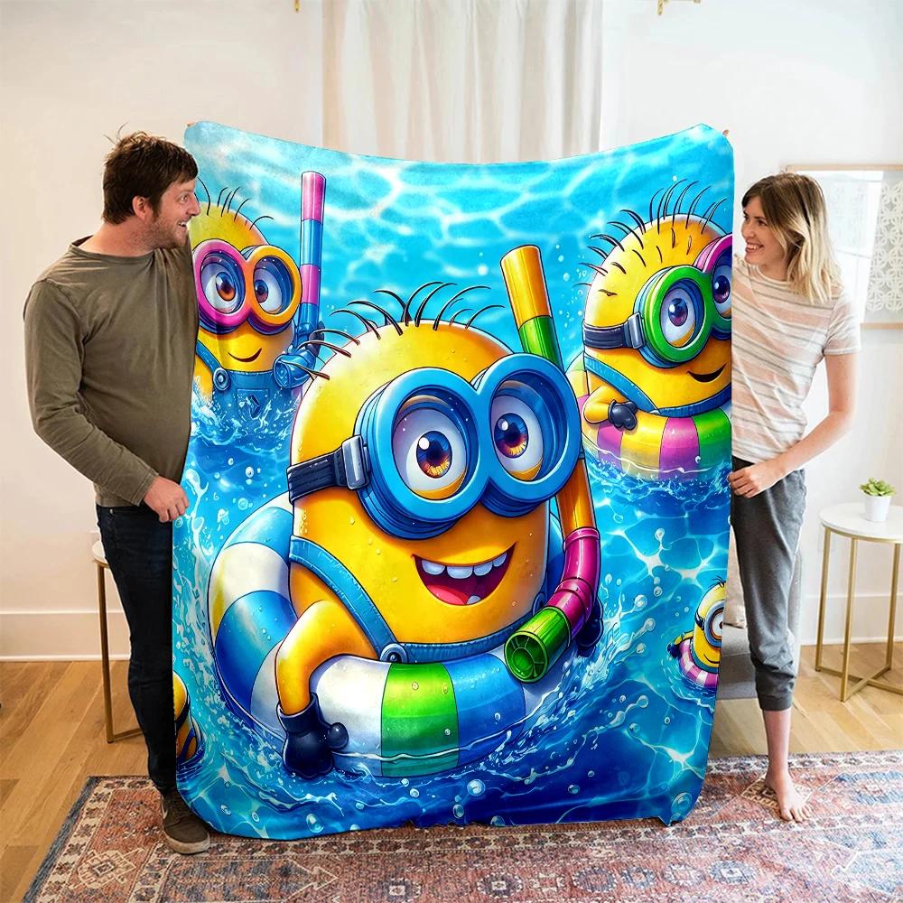 Warm Soft Minions Character Throw Blanket for Sofa Bed in Sizes for Kids Adults