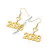 Minimalist New Year 2026 Earrings Hollow Out Metal Pendant Drop Earrings For Women Men New Year Jewelry Gifts