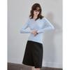 DEMAUNA Women's V-Neck Color Block Cable Knit Cardigan