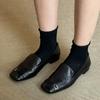 Retro British Style Leather Square Head Women's Design Sense Niche Flat-soled Small Leather Shoes
