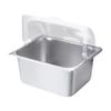 Stainless Steel Suqare Shape Buffet Tray with Clear Roll Top Lid for Restaurant Condiment Dispenser Food Display Pan