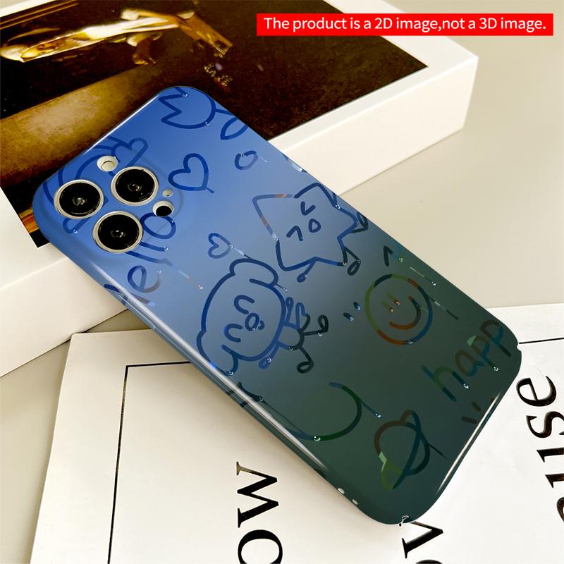 2DFlat Cute doodle art with rainbows, hearts, and happy faces.compatible with iPhone 18 Pro Max 17 16 15 14 13 12 11