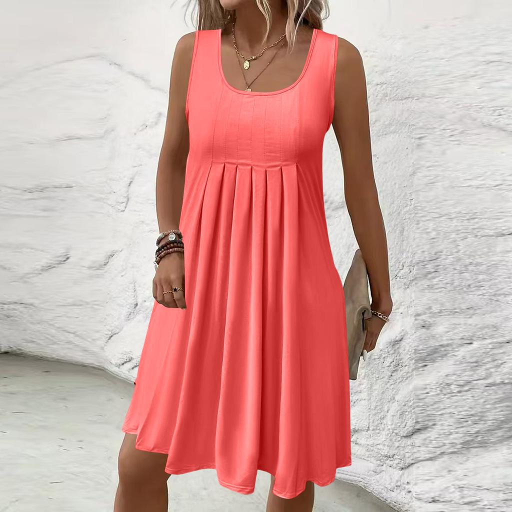 Damenmode Farbiges ärmelloses Kleid