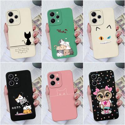 Skirtas Xiaomi Redmi K60 K50 K40 9A 9C 10C 11A 12C A1+ A2+ telefono dėklo dangtelis Cute Fashion Cat atsparus smūgiams matinis skystas minkštas silikonas, skirtas Redmi buferiams