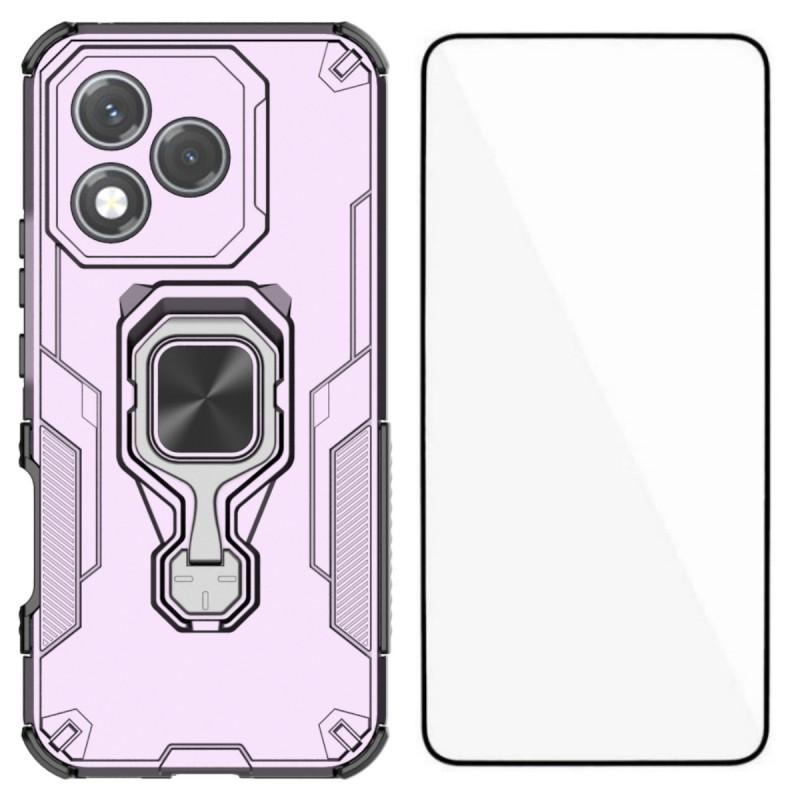 For Honor 400 Lite Phone Case WANLONFENG PC TPU Back Cover Kickstand with Tempered Glass